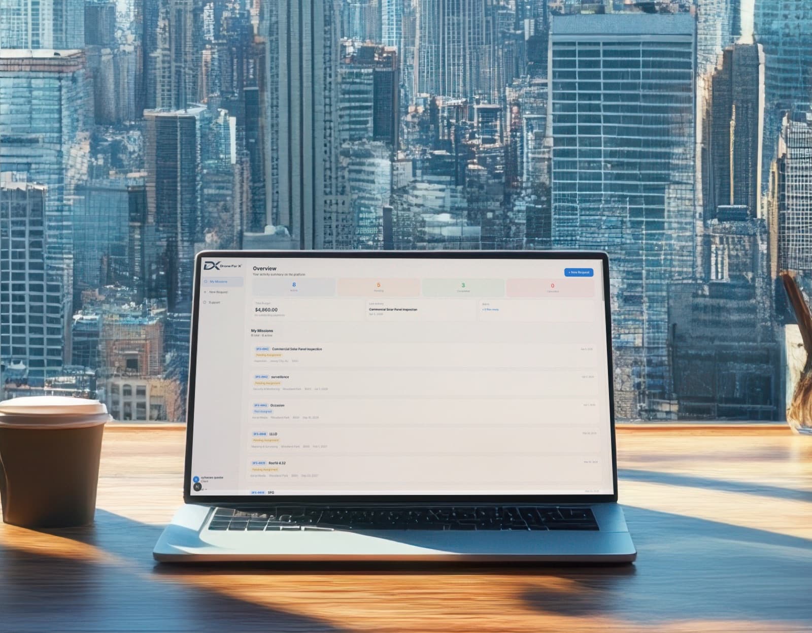 Drone For X — client dashboard and platform overview