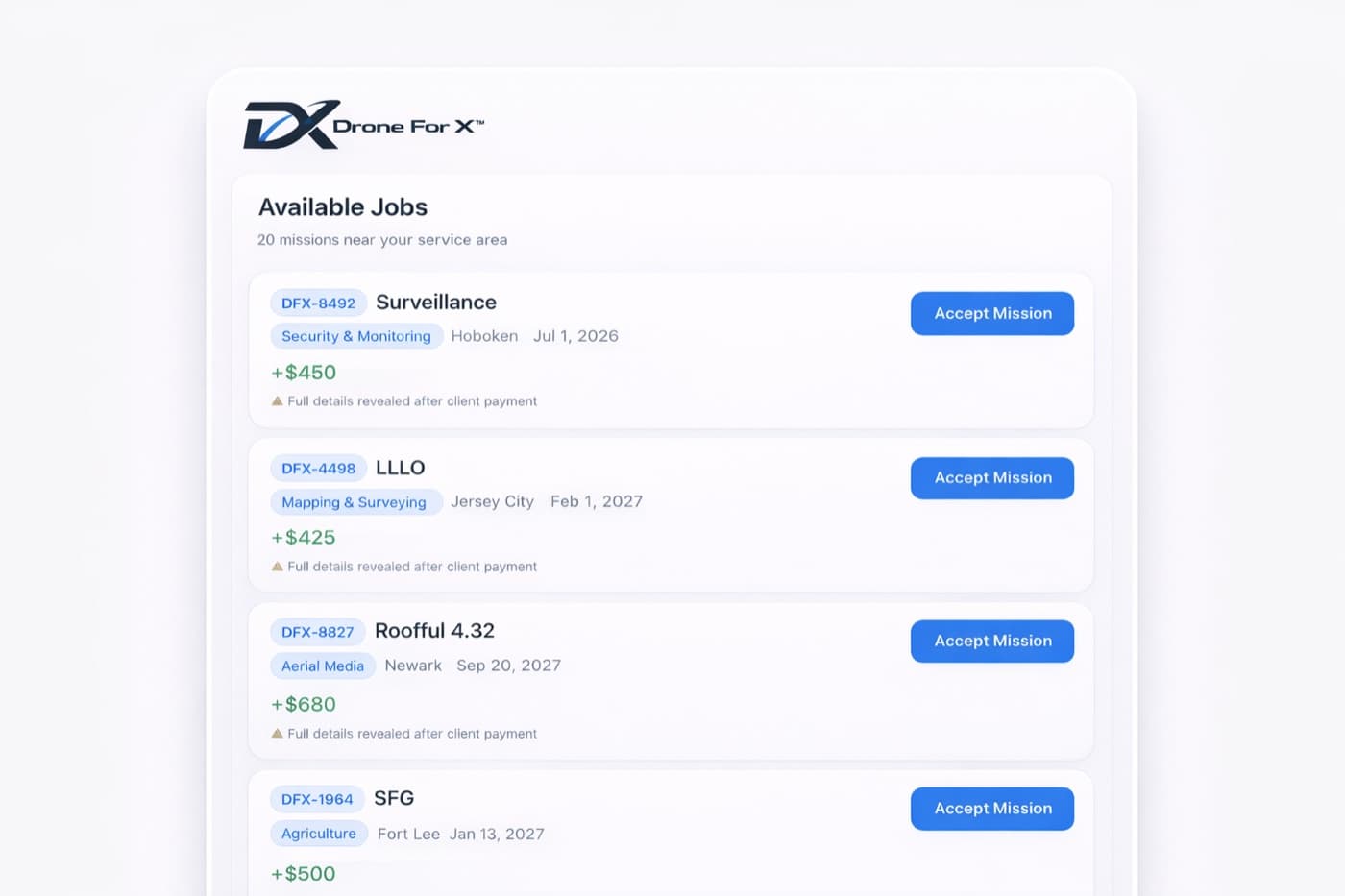 Discover available missions